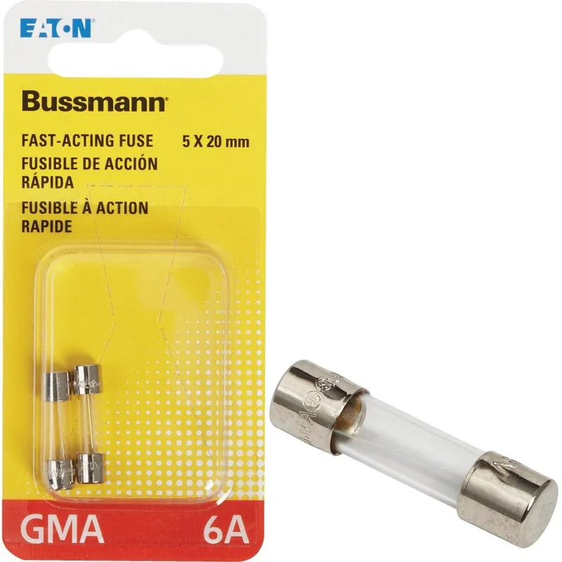 Bussmann BP/GMA-6A Glass Tube Electronic Fuse 6A (2-Pack)