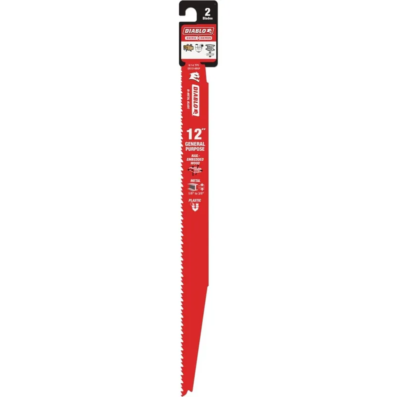 Diablo DS1214BGP2 Demo Demon 12 In. 8/14 TPI Wood and Metal Cutting Reciprocating Saw Blade (2-Pack)