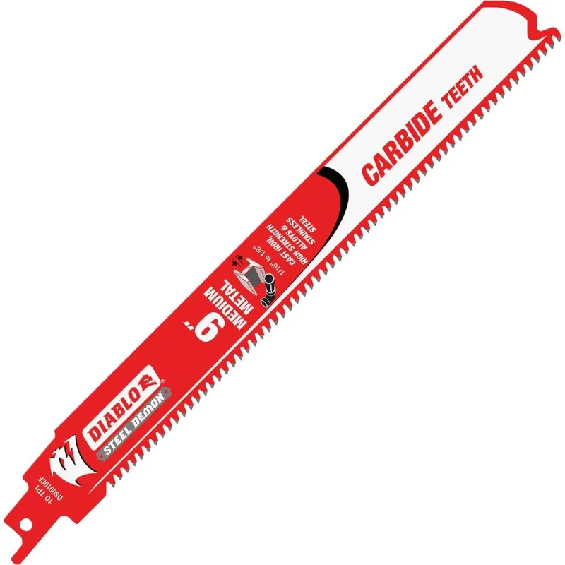 Diablo DS0910CF Steel Demon 9 In. 10 TPI Carbide Medium Metal Reciprocating Saw Blade