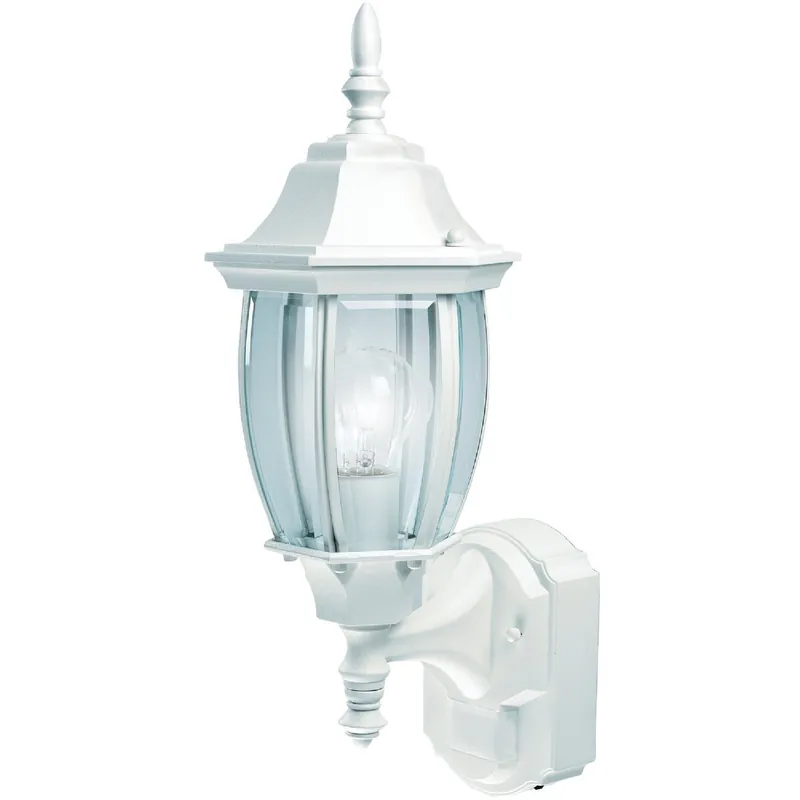 Heath Zenith HZ-4192-WH White Incandescent Dusk-To-Dawn/Motion Activated Outdoor Wall Light Fixture