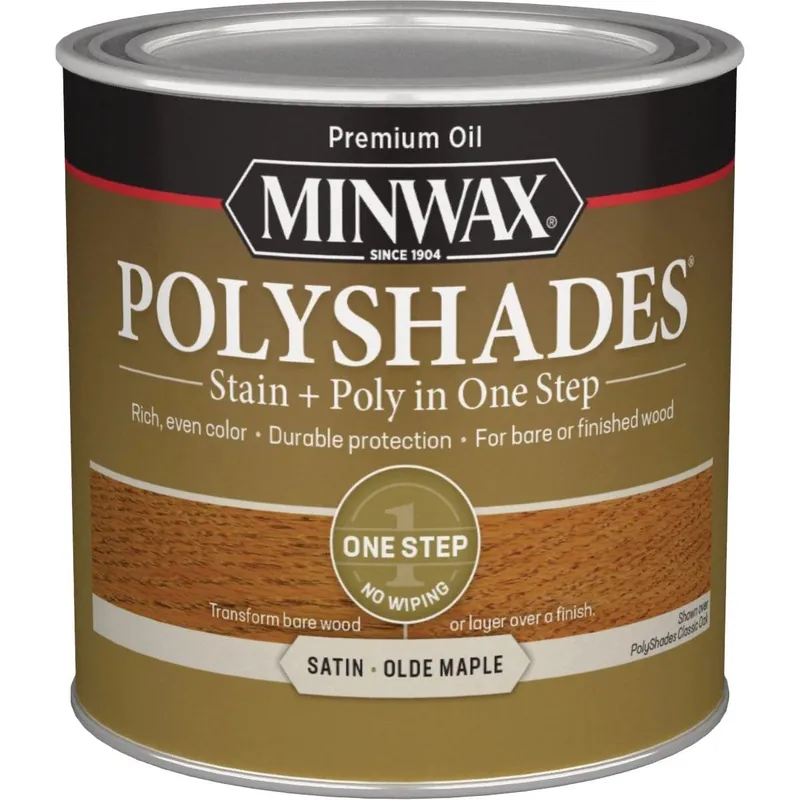 Minwax 213304444 Polyshades 1/2 Pt. Satin Stain & Finish Polyurethane In 1-Step, Olde Maple
