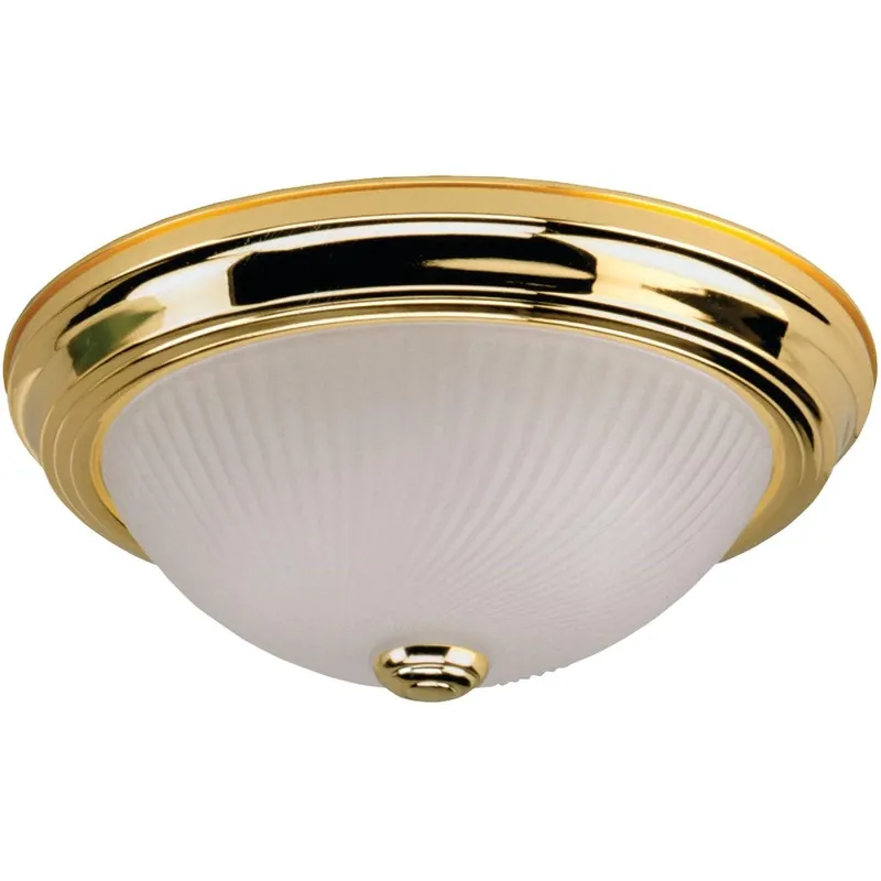 Home Impressions IFM211PB 11 In. Polished Brass Incandescent Flush Mount Ceiling Light Fixture