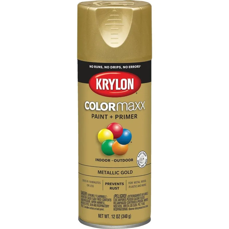 Krylon K05588007 ColorMaxx 11 Oz. Metallic Gloss Spray Paint Gold