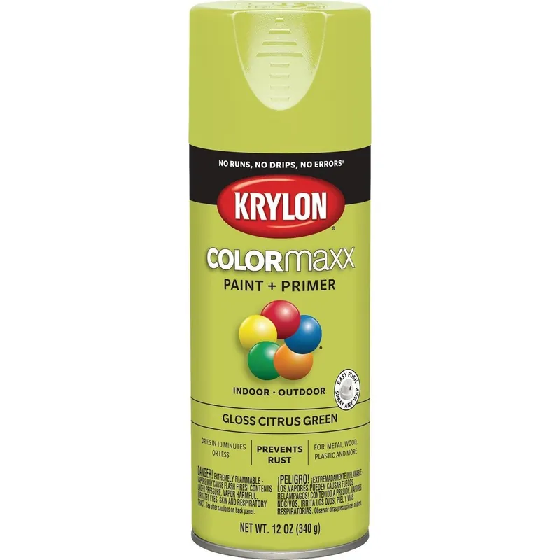 Krylon K05512007 Colormaxx Gloss Spray Paint & Primer Citrus Green