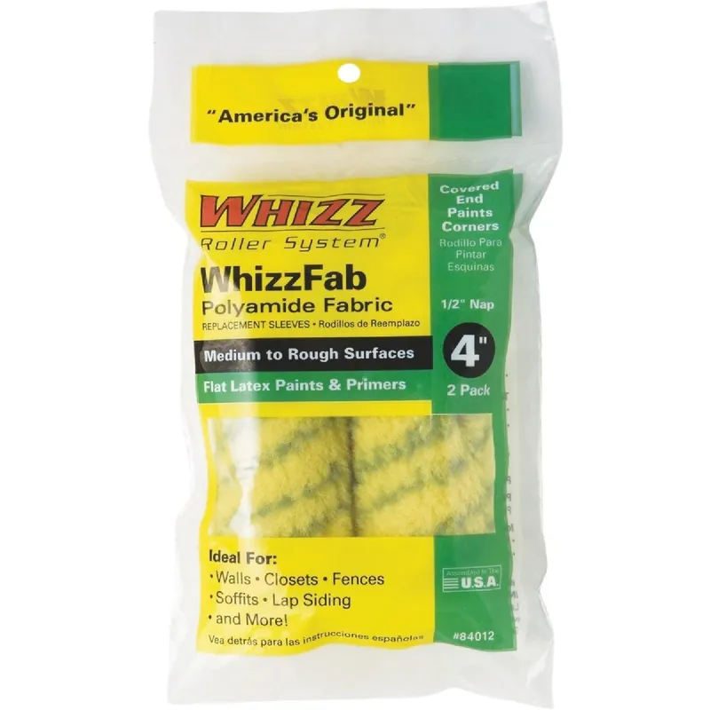Whizz 84012 WhizzFab 4 In. x 1/2 In. Polyamide Fabric Mini Paint Roller Cover (2-Pack)