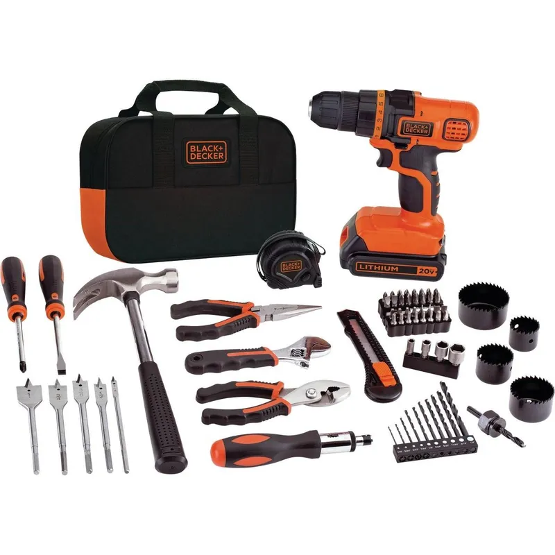 Black & Decker LDX120PK 20-Volt MAX Lithium-Ion 3/8 In. Cordless Drill Project Kit (68-Piece)