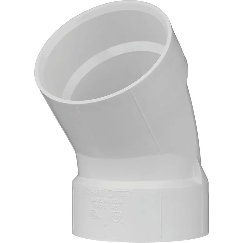 Charlotte Pipe PVC013210600HA 3 In. Schedule 30 45 Deg. DWV PVC Elbow (1/8 Bend)