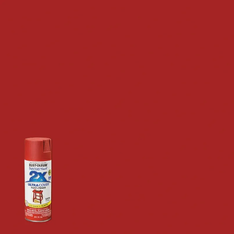 Rust-Oleum 249068 Painter's Touch 2X Ultra Cover 12 Oz. Satin Paint + Primer Spray Paint, Paprika