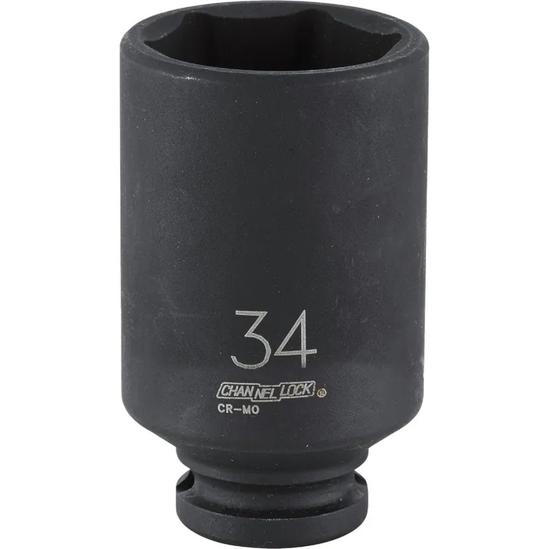Channellock 302936 1/2 In. Drive 34 mm 6-Point Deep Metric Impact Socket