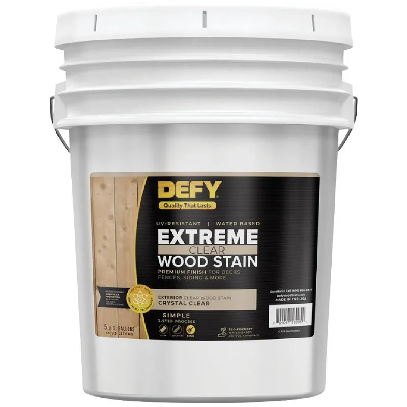 DEFY 300165 Extreme Transparent Exterior Wood Stain Crystal Clear 5 Gal.
