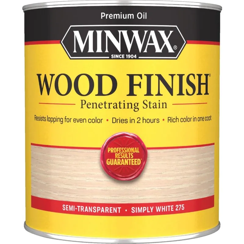 Minwax 700524444 Wood Finish Penetrating Stain Simply White 1 Qt.