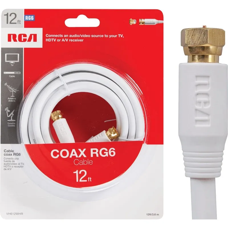 RCA VH612WHR 12 Ft. White Digital RG6 Coaxial Cable