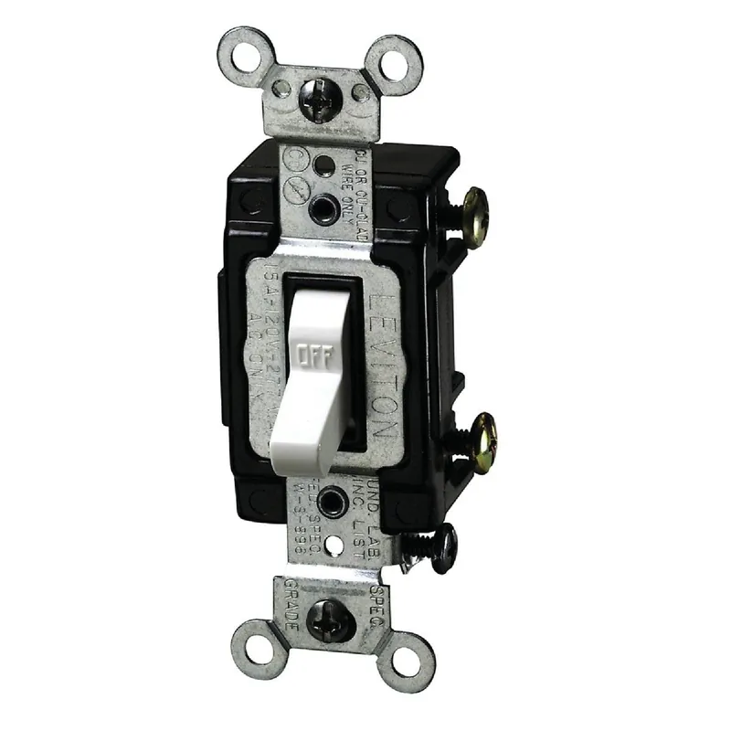 Leviton S02-5501-LHW Commercial Grade 15 Amp Toggle Single Pole Switch