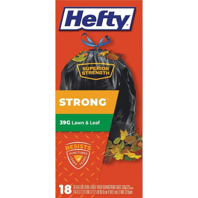 Hefty E86720 Strong 39 Gal. Black Lawn & Leaf Bag (18 Count)
