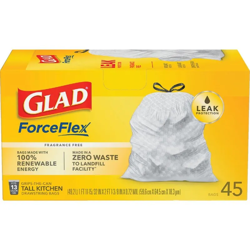 Glad 78362 Tall Kitchen Trash Bag 13 Gal 45 Count