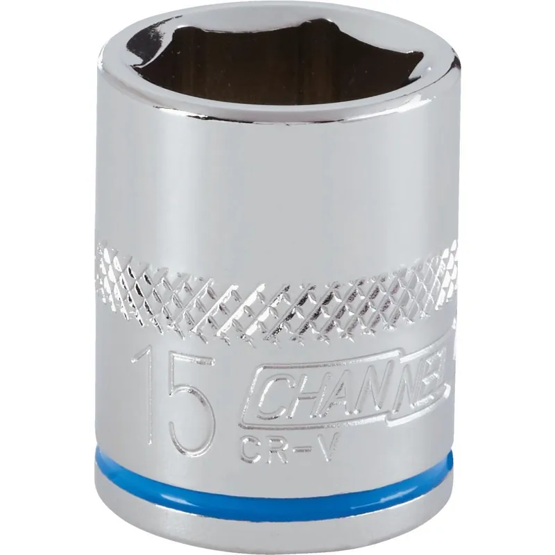 Channellock 302720 3/8 In. Drive 15 mm 6-Point Shallow Metric Socket