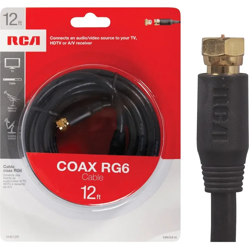 RCA VH612R RCA 12 Ft. Black Digital RG6 Coaxial Cable