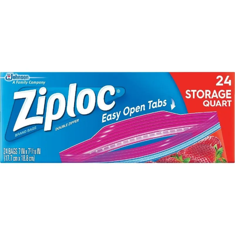 Ziploc 00330 1 Qt Double Zipper Food Storage Bag 24 Count