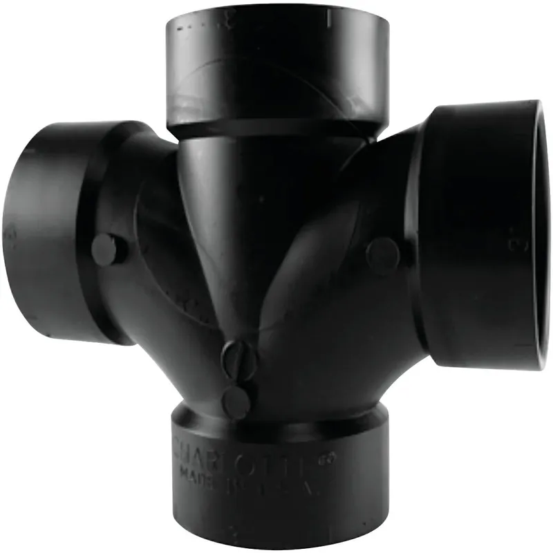 Charlotte Pipe ABS004280800HA 2 In. All Hub Double Sanitary ABS Waste & Vent Tee