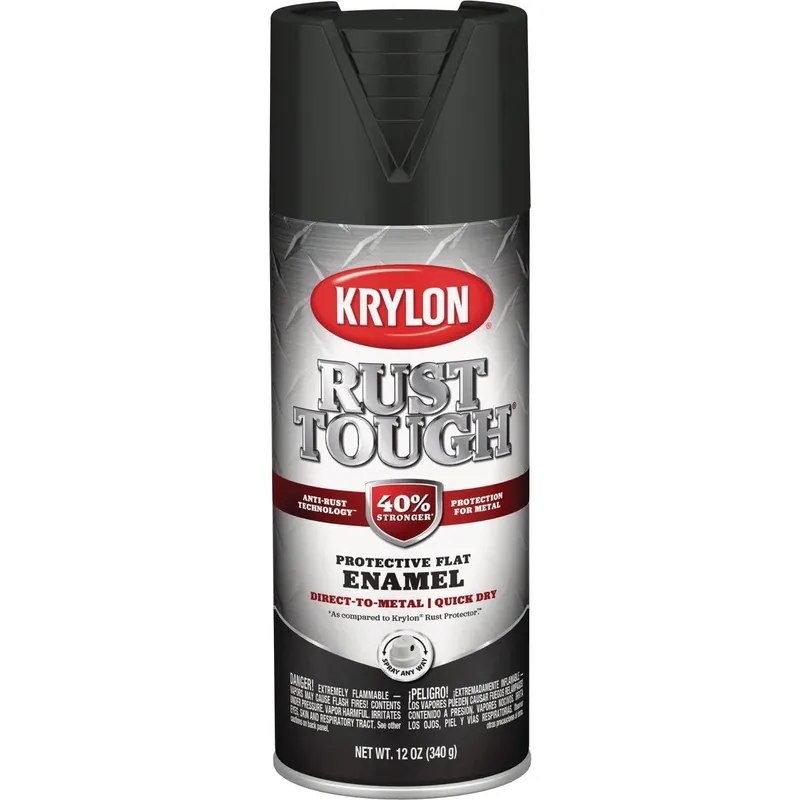 Krylon K09218008 Rust Tough 12 Oz. Flat Alkyd Enamel Spray Paint, Black