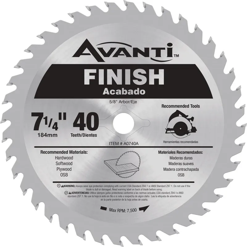 Avanti A0740A 7-1/4 In. 40-Tooth Finish Circular Saw Blade