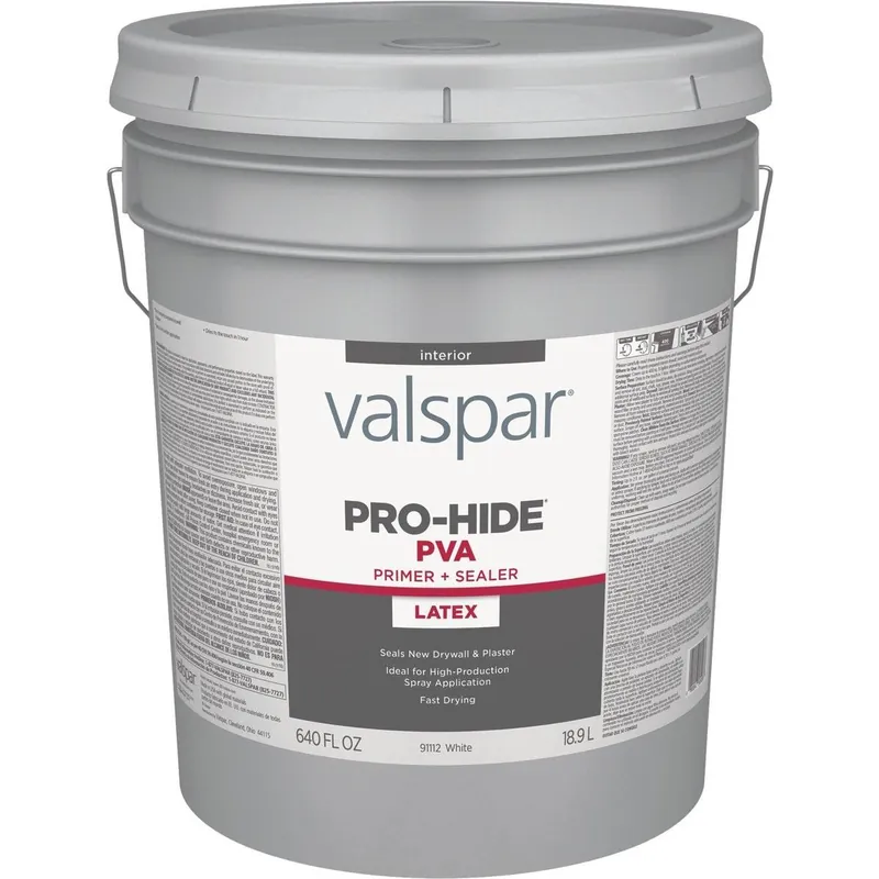 Valspar 028.0091112.008 Pro-Hide PVA Interior Latex Drywall Primer White 5 Gal.