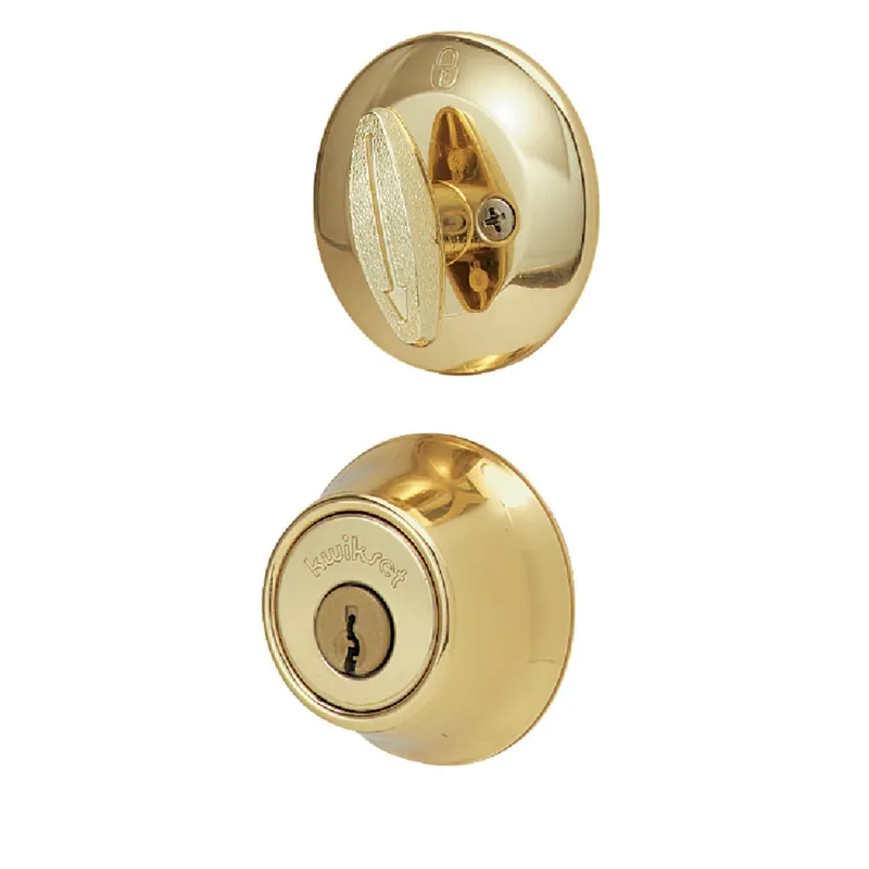 Kwikset 6603RCALRCSKD Polished Brass Adjustable Latch Single Cylinder Deadbolt