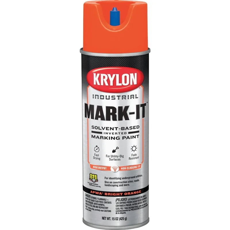 Krylon 730608 Mark-It Bright Orange Inverted Marking Paint