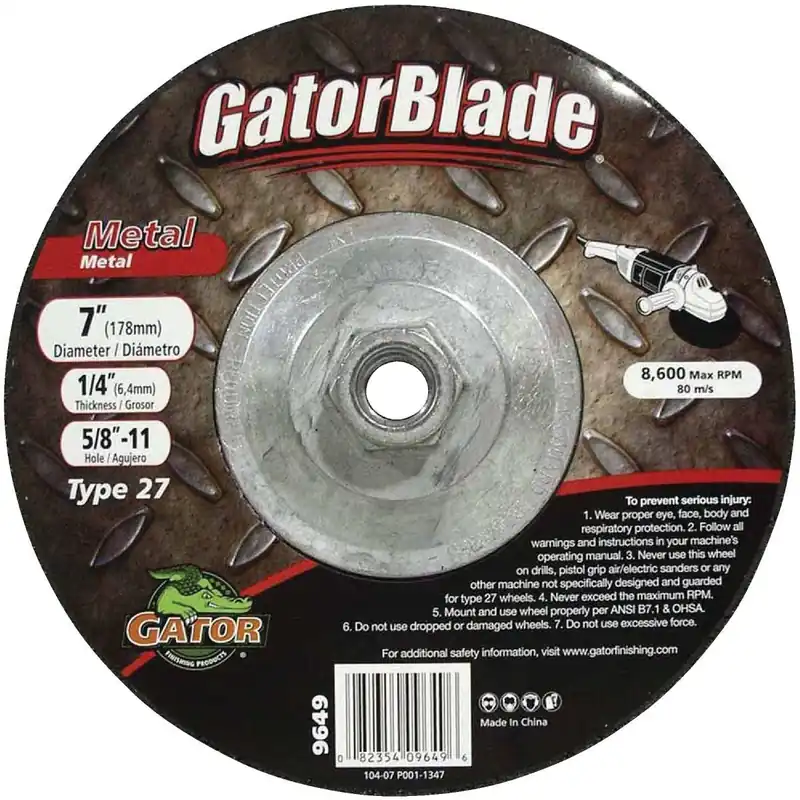 Gator 9649 Blade Type 27 7 In. x 1/4 In. x 5/8 In.-11 Metal Cut-Off Wheel
