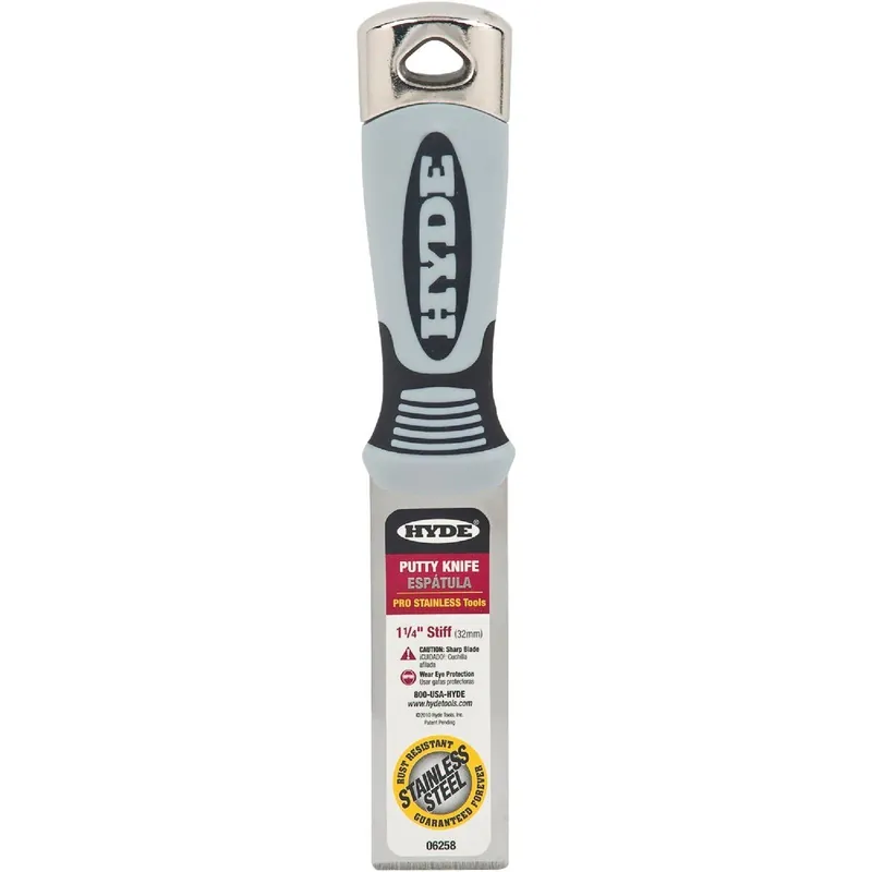 Hyde 06258 Pro Stainless 1-1/4 In. Stiff Putty Knife