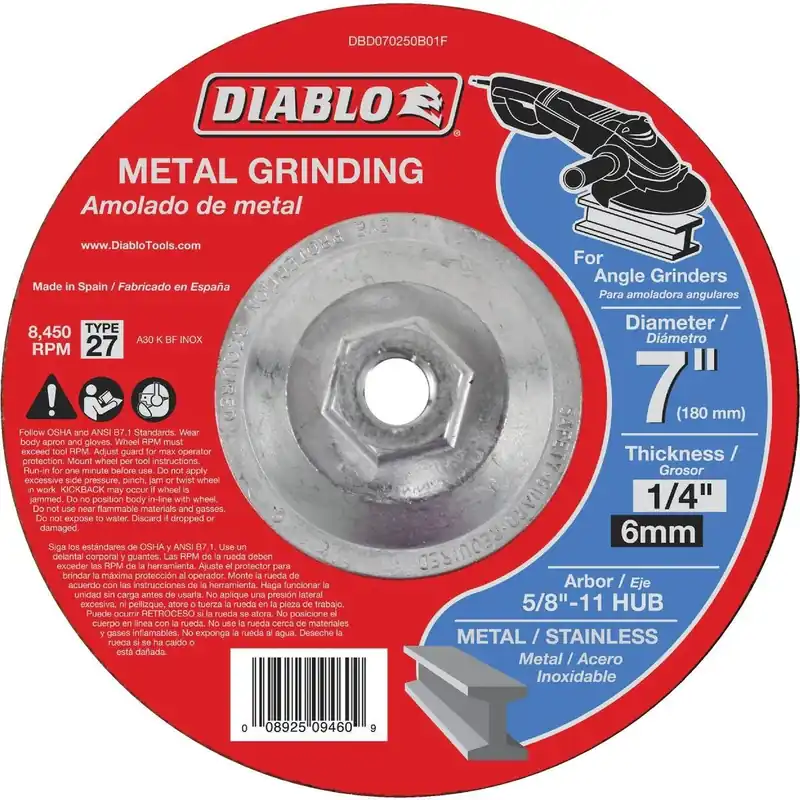 Diablo DBD070250B01F Type 27 7 In. Metal Grinding Cut-Off Wheel