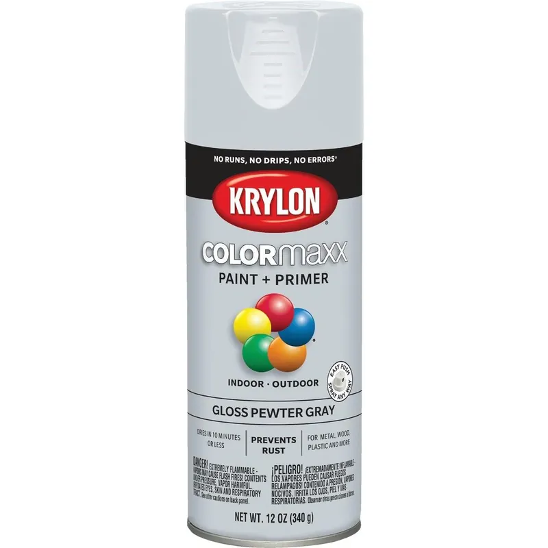 Krylon K05531007 ColorMaxx 12 Oz. Gloss Spray Paint Pewter Gray