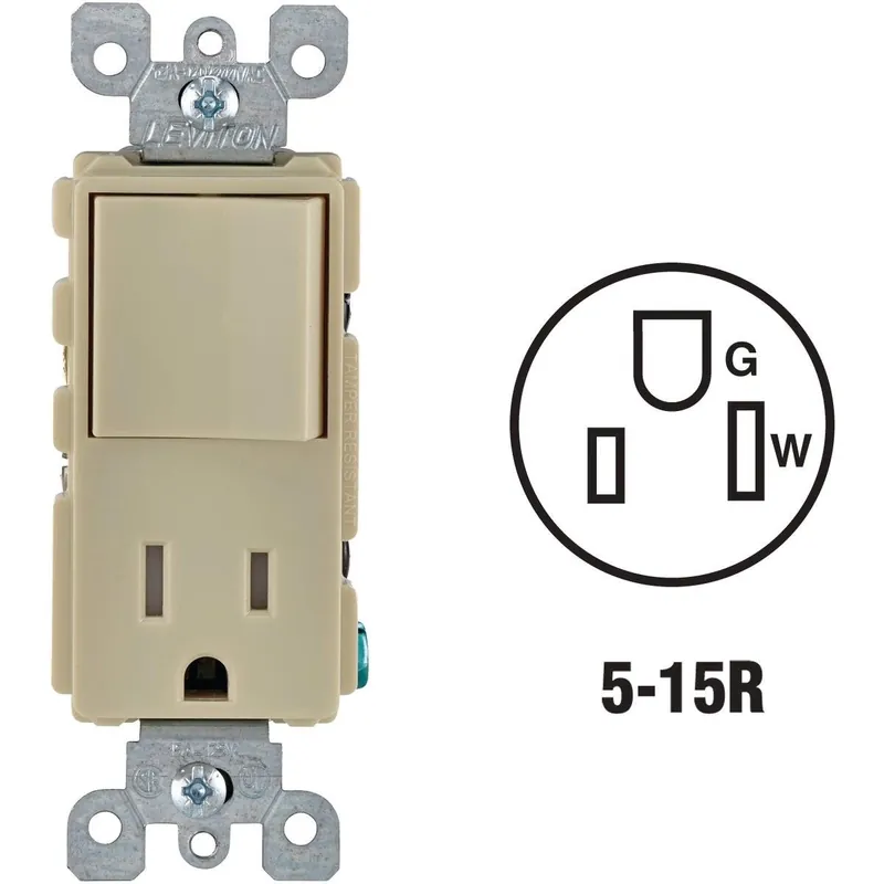Leviton S01-T5625-0IS Decora Ivory 15A Switch & Outlet