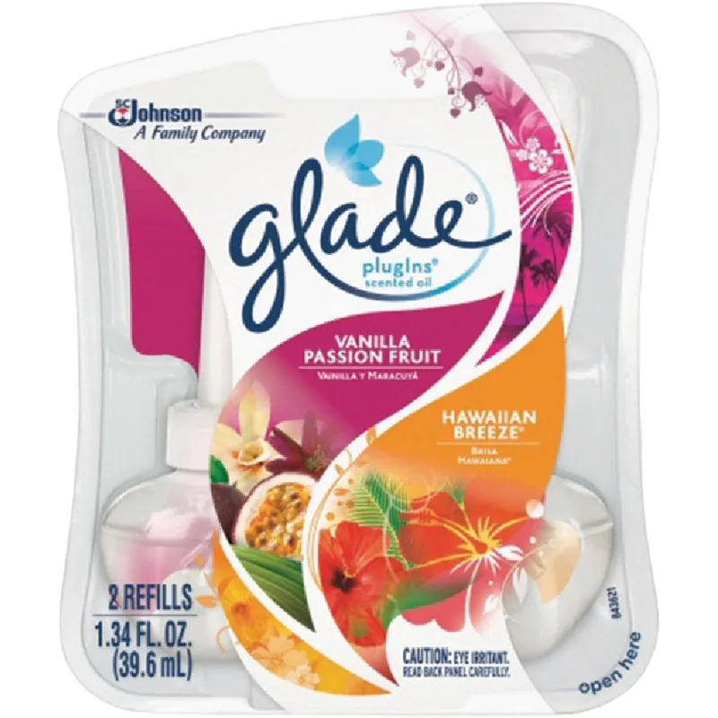 Glade 70498 PlugIns Passion Fruit/Hawaiian Breeze Scented Oil Air Freshener Refill (2-Count)