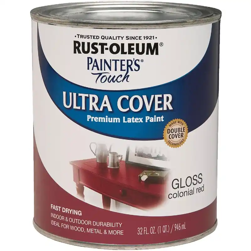 Rust-Oleum 1964502 Painter's Touch 2X Ultra Cover Premium Latex Paint Colonial Red 1 Qt.