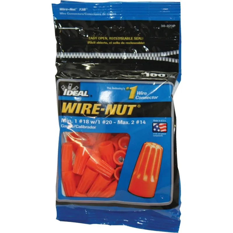 Ideal Industries 30-073P Wire-Nut Small Orange Copper to Copper Wire Connector (100-Pack)