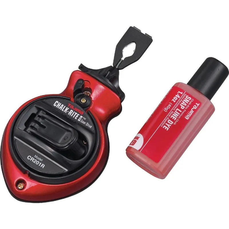 Tajima CR201R-PR Chalk-Rite II 100 Ft. Extra Bold Chalk Line Reel and Chalk, Red
