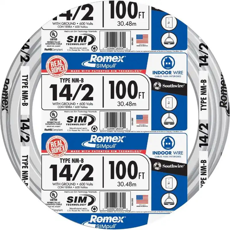 Romex 28827428 100 Ft. 14/2 Solid White NMW/G Electrical Wire