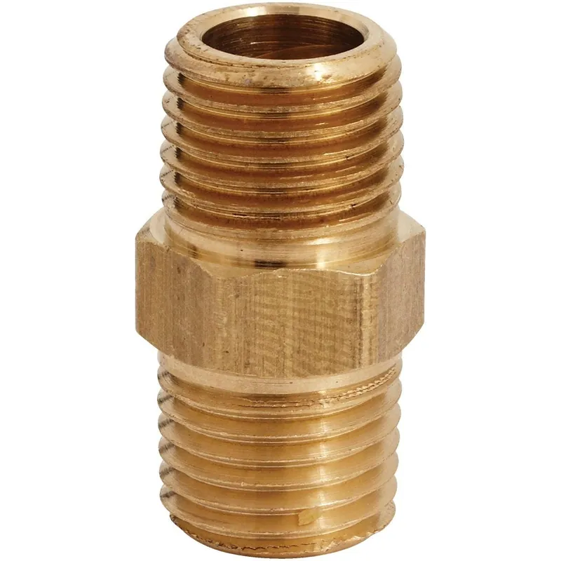 Milton S-646 Hex 1/4 In. NPT Brass Hex Nipple Coupler