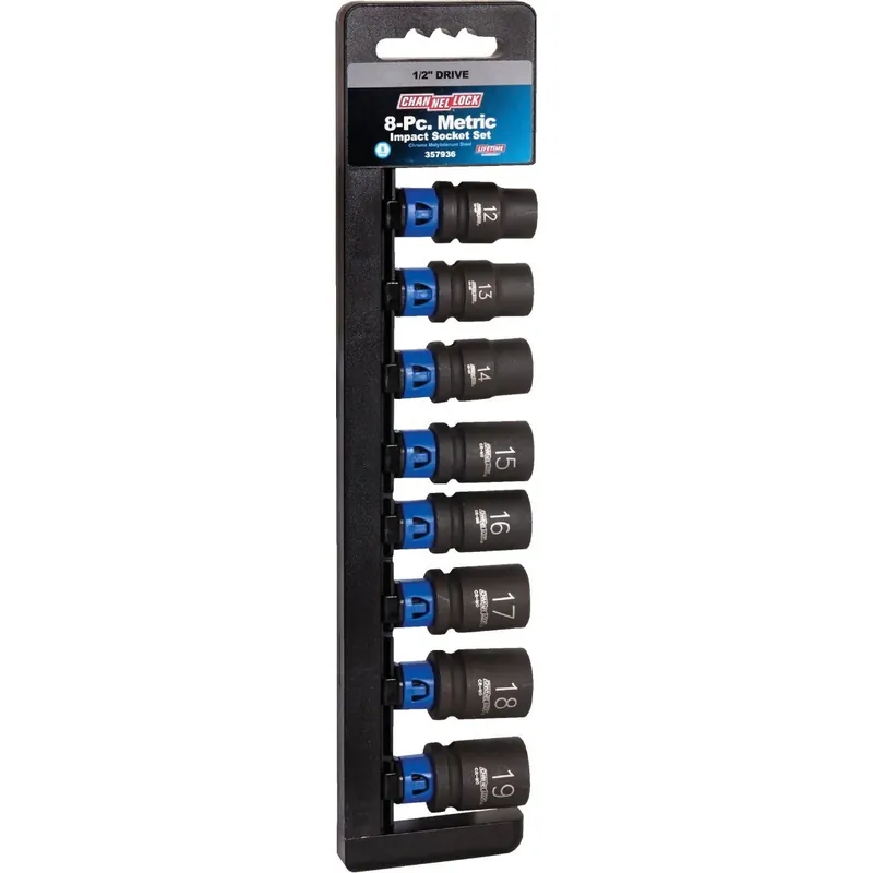 Channellock 357936 Metric 1/2 In. Drive 6-Point Shallow Impact Driver Set (8-Piece) Replacement MPN