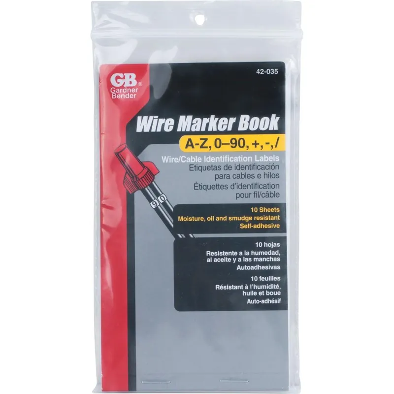 Gardner Bender 42-035 Nylon-Impregnated Cloth Self-Adhesive Wire Label Book