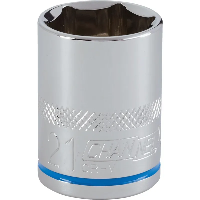Channellock 302818 1/2 Drive 21 mm 6-Point Shallow Metric Socket