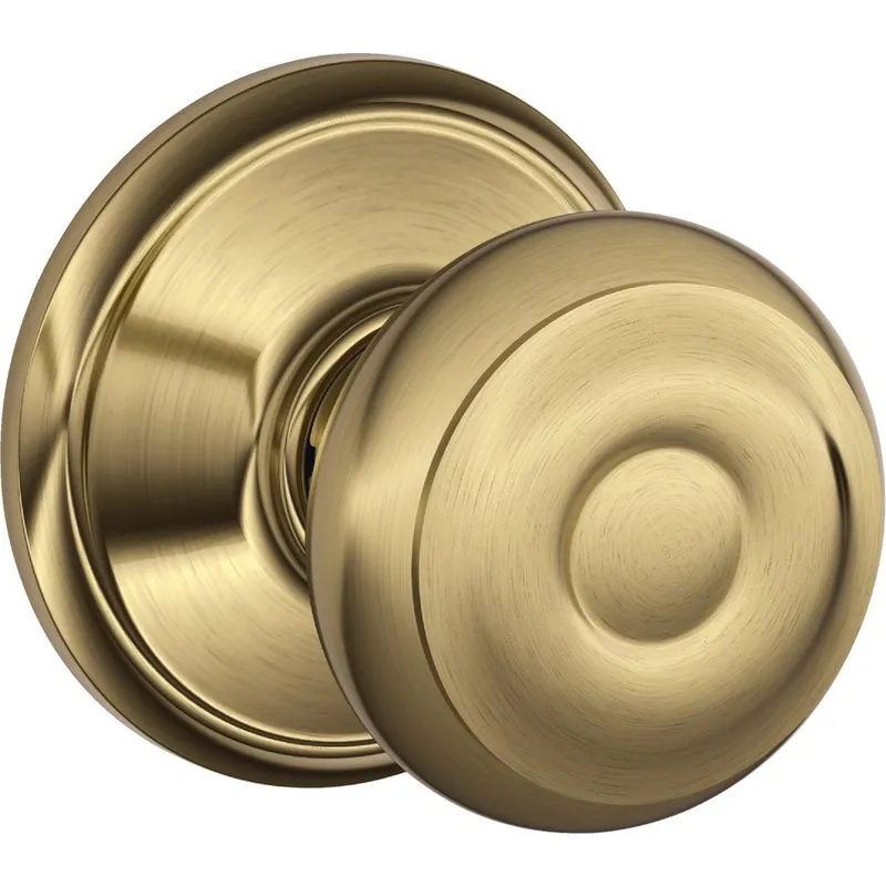 Schlage F10GEO609 Georgian Antique Brass Hall & Closet Door Knob