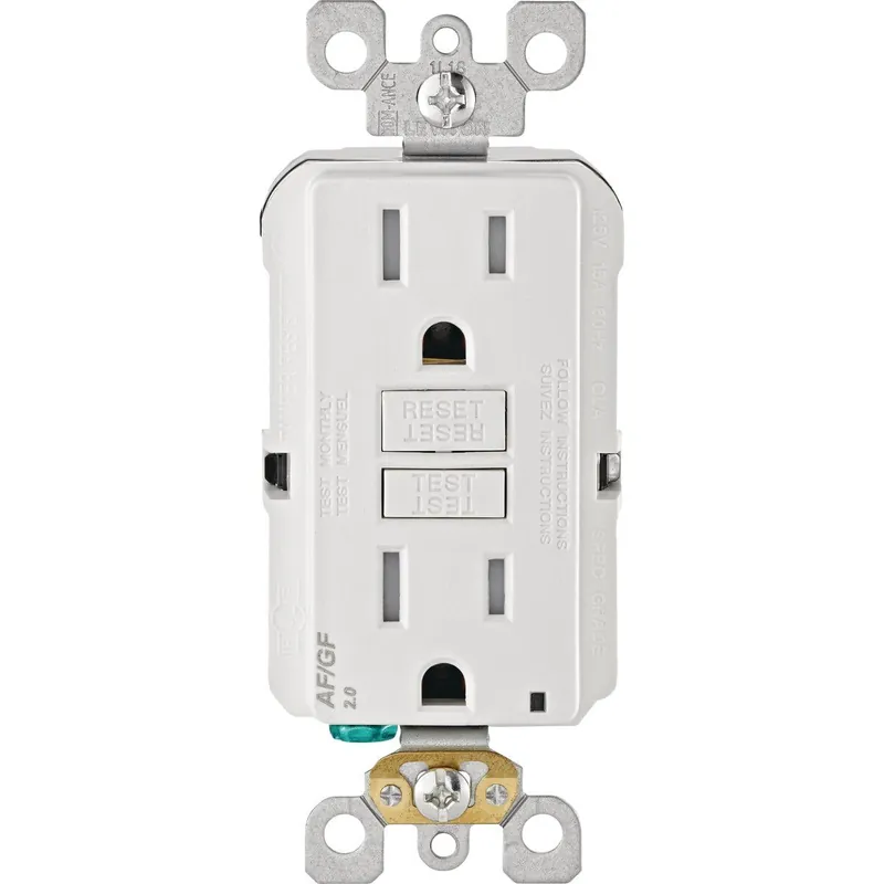 Leviton R12-AGTR1-0KW SmartLockPro Dual Function 15A White Residential Grade AFCI/GFCI Outlet
