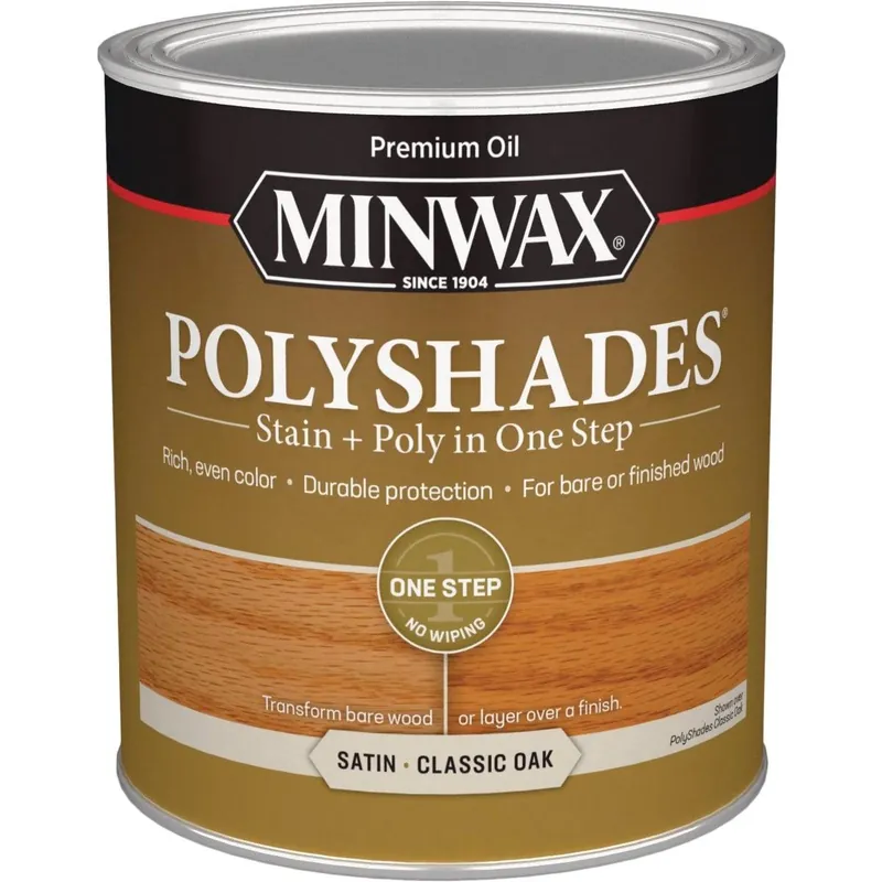Minwax 61370444 Polyshades 1 Qt Satin Stain & Finish Polyurethane In 1-Step Classic Oak