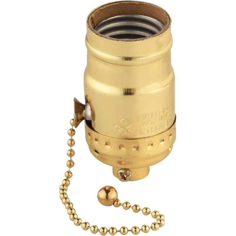 Leviton 014-19980-0PG Pull Chain Medium Base Polished Gilt Lamp Socket