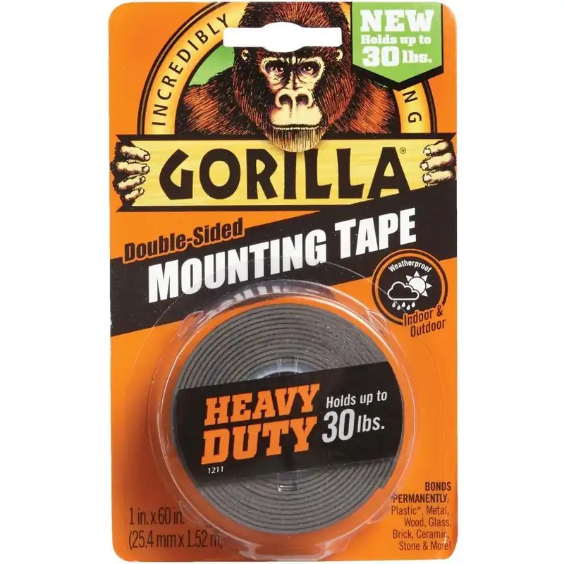 Gorilla Glue 6055002 Heavy Duty Double-Sided Mounting Tape 1 In. x 60 In. 30 Lb. Capacity