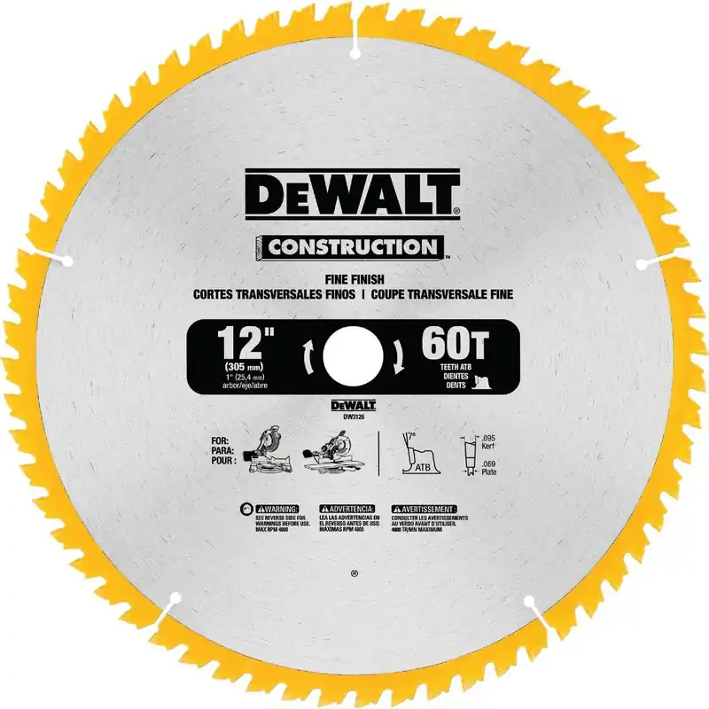 DeWalt DWA11260 Construction 12 In. 60-Tooth Fine Finish Circular Saw Blade