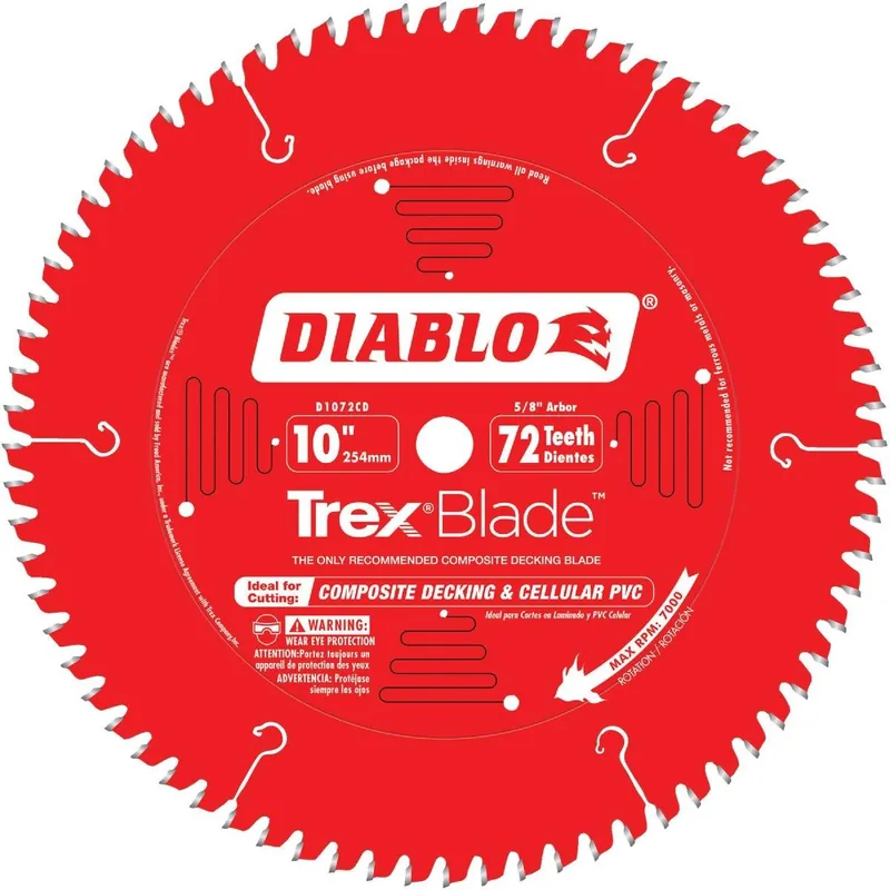 Diablo D1072CD Trex Blade 10 In. 72-Tooth Composite Decking & PVC Circular Saw Blade