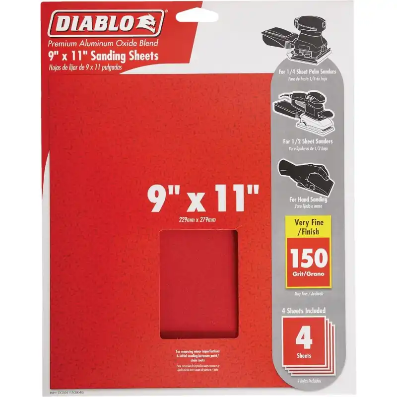 Diablo DCS911150S04G Very Fine Sandpaper Power 9 In. x 11 In. 150 Grit